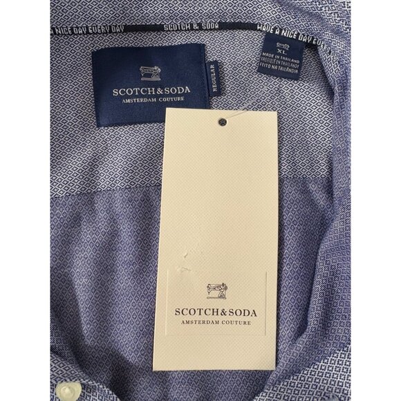 SCOTCH & SODA geometric pattern dress shirt size XL color Blue white NWT $115 - Picture 3 of 9